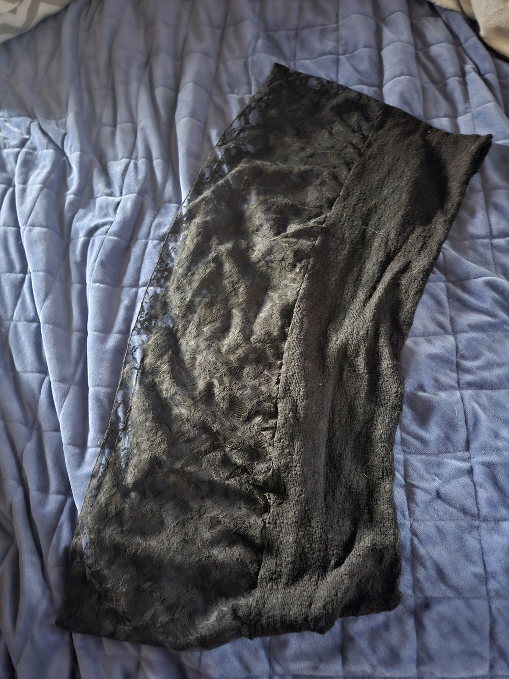 Black Lace-Panel Infinity Scarf